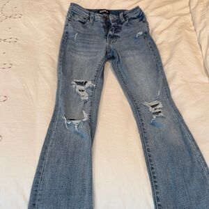Katie J NYC Light Blue Distressed Flare Jeans